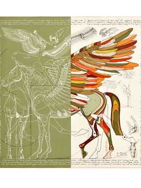 Hermes Carre Wash scarf Le Pegase d'Hermes Cut 140 silk twill kaki